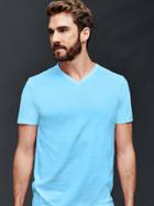 Gap Men Vintage Wash V Neck T Shirt - Aquarius Blue