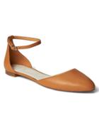 Gap Women Leather Ankle Strap D'orsay Flats - Tan