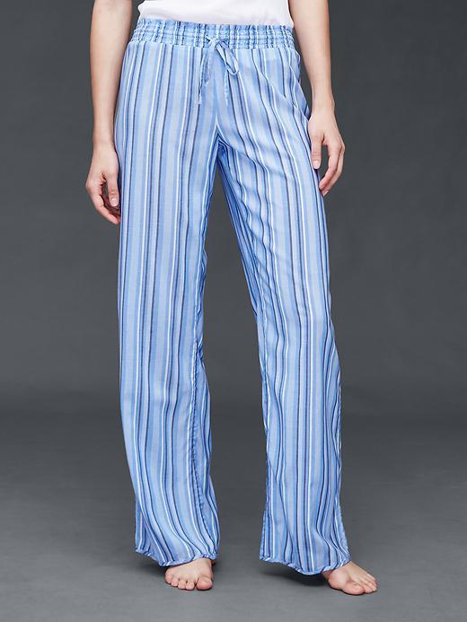 Gap Women Wide Leg Print Pants - Beach Strp Bay Blue