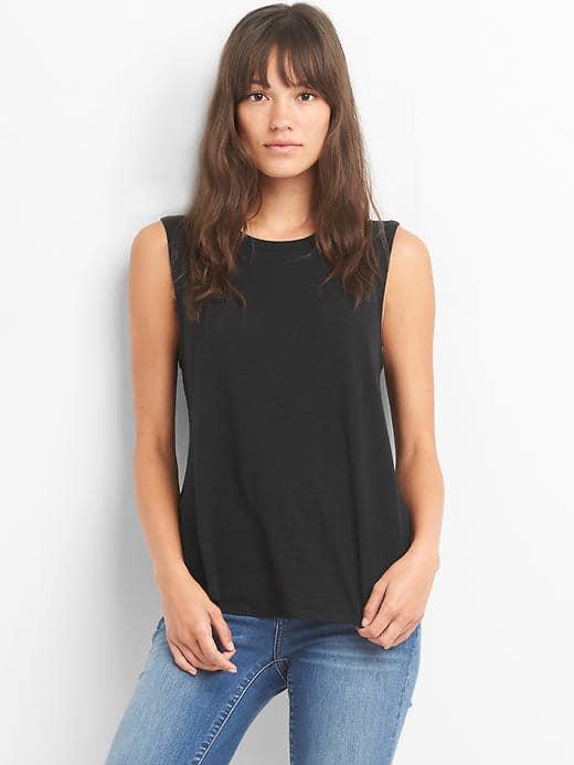 Gap Women Sleeveless Ruffle Back Tank - Black