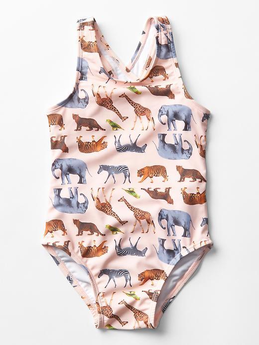 Gap Rear Ruffle Swim One Piece - Animal Print