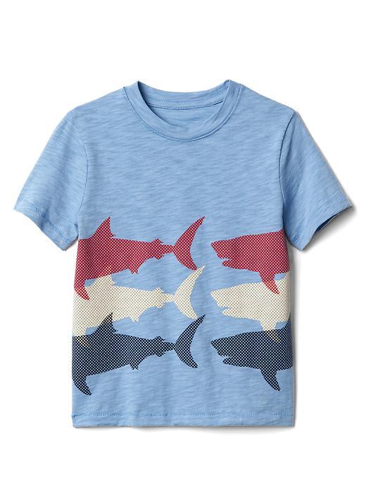 Gap Americana Short Sleeve Slub Tee - Blue Heather