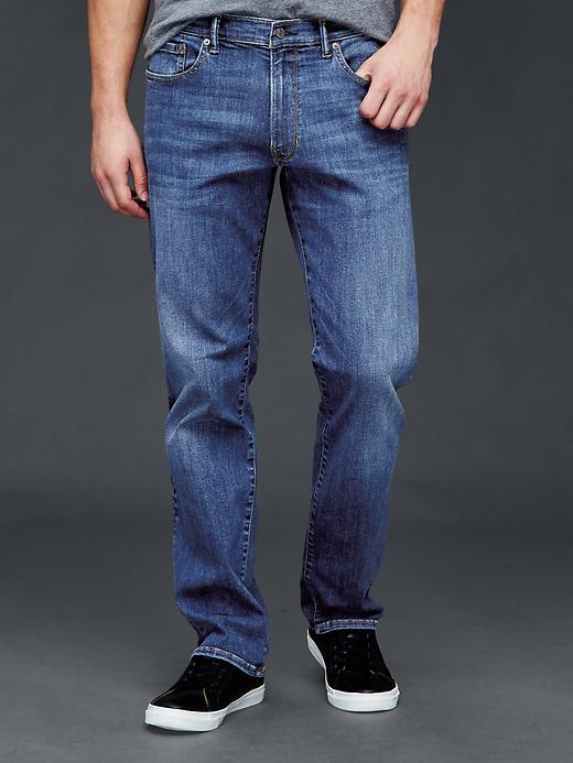 Gap Men High Stretch 1969 Straight Fit Jeans - Bright Authentic