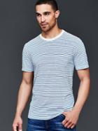 Gap Men Vintage Wash Feeder Stripe T Shirt - Blue Stripe