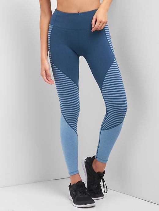 Gap Gfast High Rise Stripe Colorblock Leggings - Blue Stripe