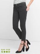Gap Women Mid Rise Step Hem True Skinny Ankle Jeans - Worn Black