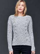 Gap Marled Open Knit Cable Sweater - Trek Grey