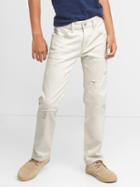 Gap Stretch Destructed Straight Jeans - White Denim