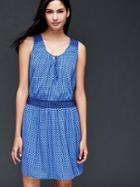 Gap Women Smock Dress - Blue Print