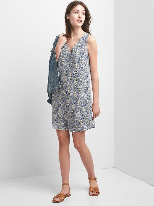 Gap Women Sleeveless Shift Dress - Navy Floral