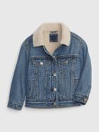 Toddler Sherpa-lined Denim Jacket With Washwell