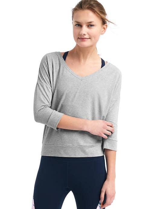 Gap Women Gapfit Breathe V Neck Tee - Lt Heather Grey