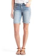 Gap Women Original 1969 Denim Raw Hem Bermuda Shorts - Light Indigo