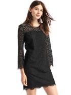 Gap Women Crochet Lace Shift Dress - True Black