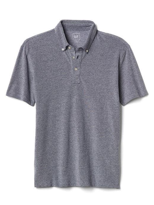 Gap Men Pique Oxford Slim Fit Polo - Blue Oxford