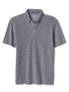Gap Men Pique Oxford Slim Fit Polo - Blue Oxford