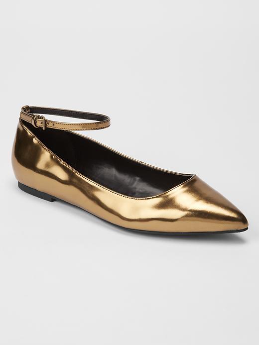 Gap Women Solid Ankle Strap Ballet Flats - Bronze