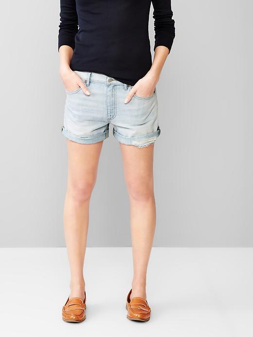Gap Women 1969 Destructed Sexy Boyfriend Denim Shorts - Bleached Vintage