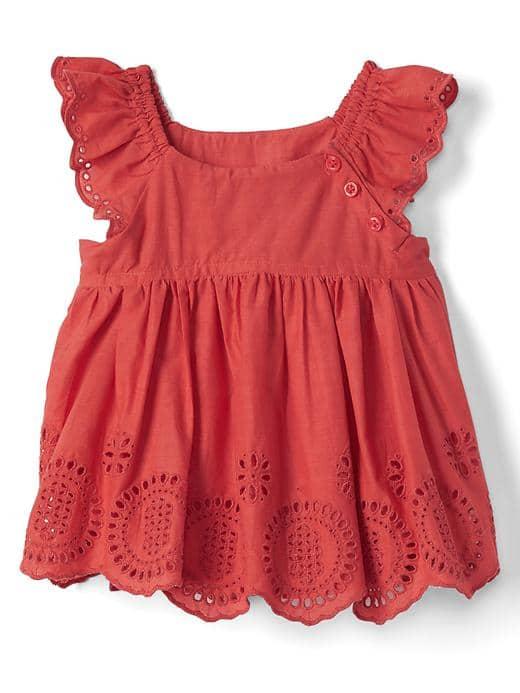 Gap Eyelet Flutter Top - Red