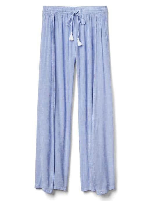 Gap Women Tassel Railroad Stripe Sleep Pants - Light Blue