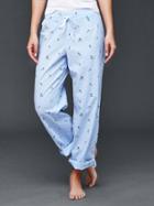 Gap Women Poplin Print Pants - Beach Party Blue