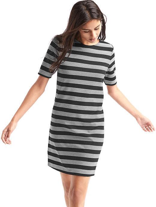 Gap Women Scoop Back Shift Dress - Black Stripe