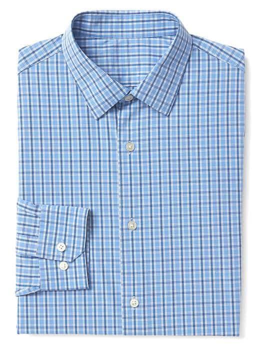 Gap Men Poplin Plaid Slim Fit Shirt - Royal Blue
