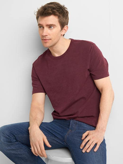Gap Men Slub Jersey Crewneck Tee - Pinot Noir