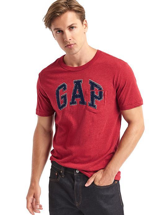 Gap Men Worn Logo Pocket Tee - Red Heather