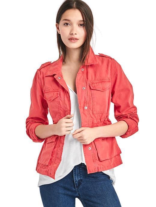 Gap Women Utility Jacket - Spring Coral