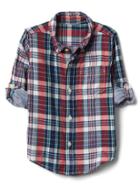 Gap Plaid Double Woven Convertible Shirt - Red
