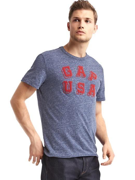 Gap Men Logo Usa Crew Tee - Navy Heather