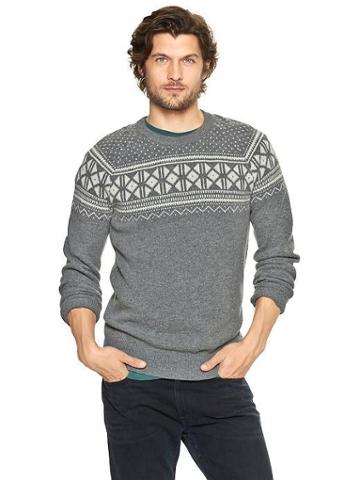 Gap Fair Isle Chest Sweater - Heather Gray