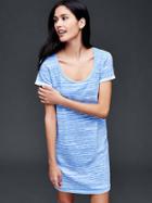 Gap Women Roll Sleeve Stripe T Shirt Dress - Light Blue