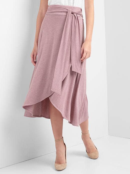 Gap Women Drapey Wrap Midi Skirt - Elle Pink