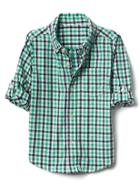 Gap Check Button Down Convertible Shirt - Green