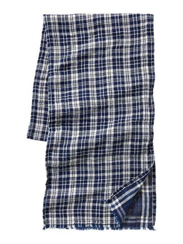Gap Lightweight Small Plaid Scarf - Blue Plaid