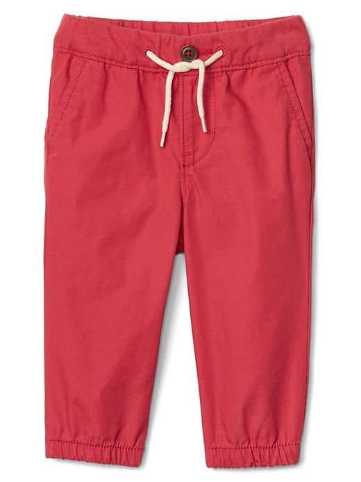 Gap Solid Poplin Joggers - Buoy Red