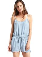 Gap Tencel Embroidered Romper - Light Indigo