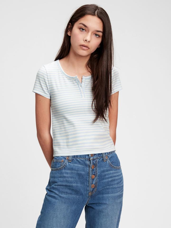Teen Cropped Henley T-shirt