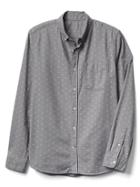 Gap Men Oxford Print Slim Fit Shirt - Medium Dot Gray