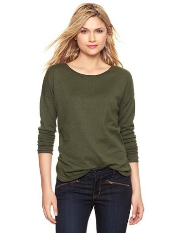 Gap Shaped Hem Sweater - Olive