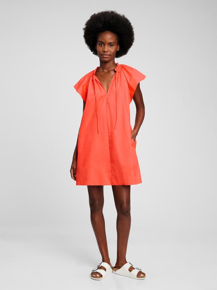 Tie-front Flutter Sleeve Mini Dress