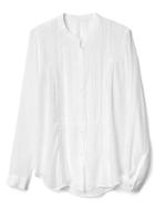 Gap Women Lace Panel Pintuck Dobby Blouse - White