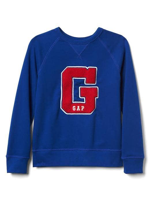 Gap Women Textured Logo Crew Sweatshirt - Brilliant Blue