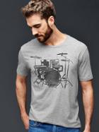 Gap Men Tailgate Drum Set Graphic T Shirt - Heather Grey