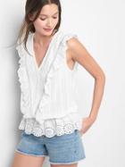 Gap Women Flutter Sleeve Peplum Top - White