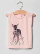 Gap Embellished Graphic Muscle Tee - Pink Cameo