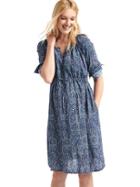 Gap Paisley Popover Shirtdress - Light Blue/navy