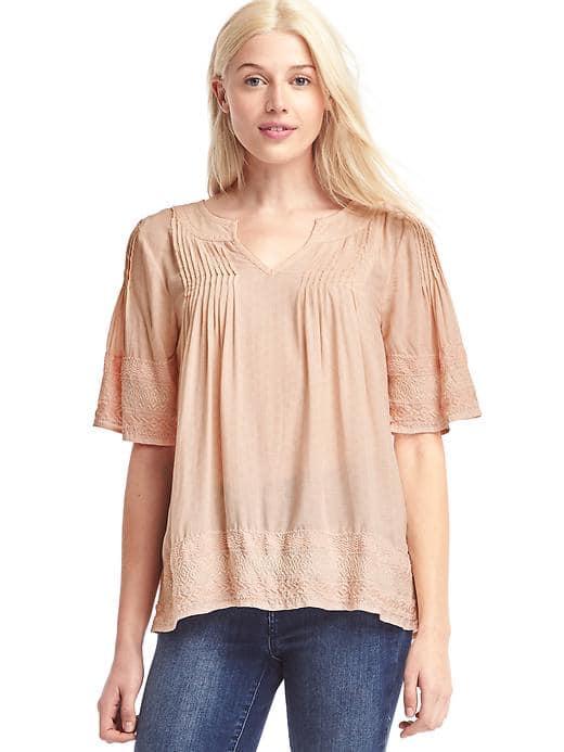 Gap Print Split Neck Blouse - Paisley Pink